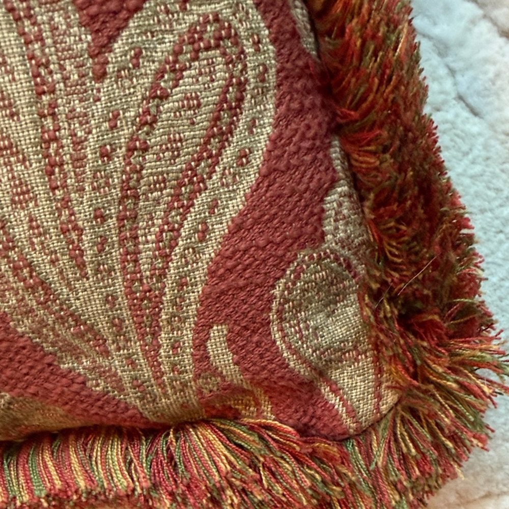 Large, reversible  Maroon and Sage Accent Pillows, set of two